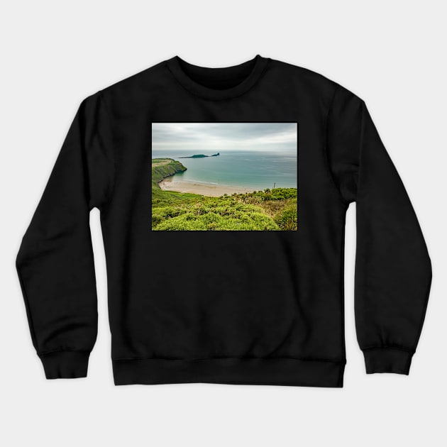 Rhossili Bay, South Wales Crewneck Sweatshirt by yackers1